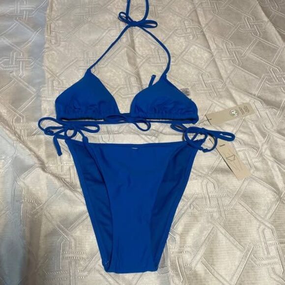 bnwt women's small blue bikini set - Picture 1 of 5